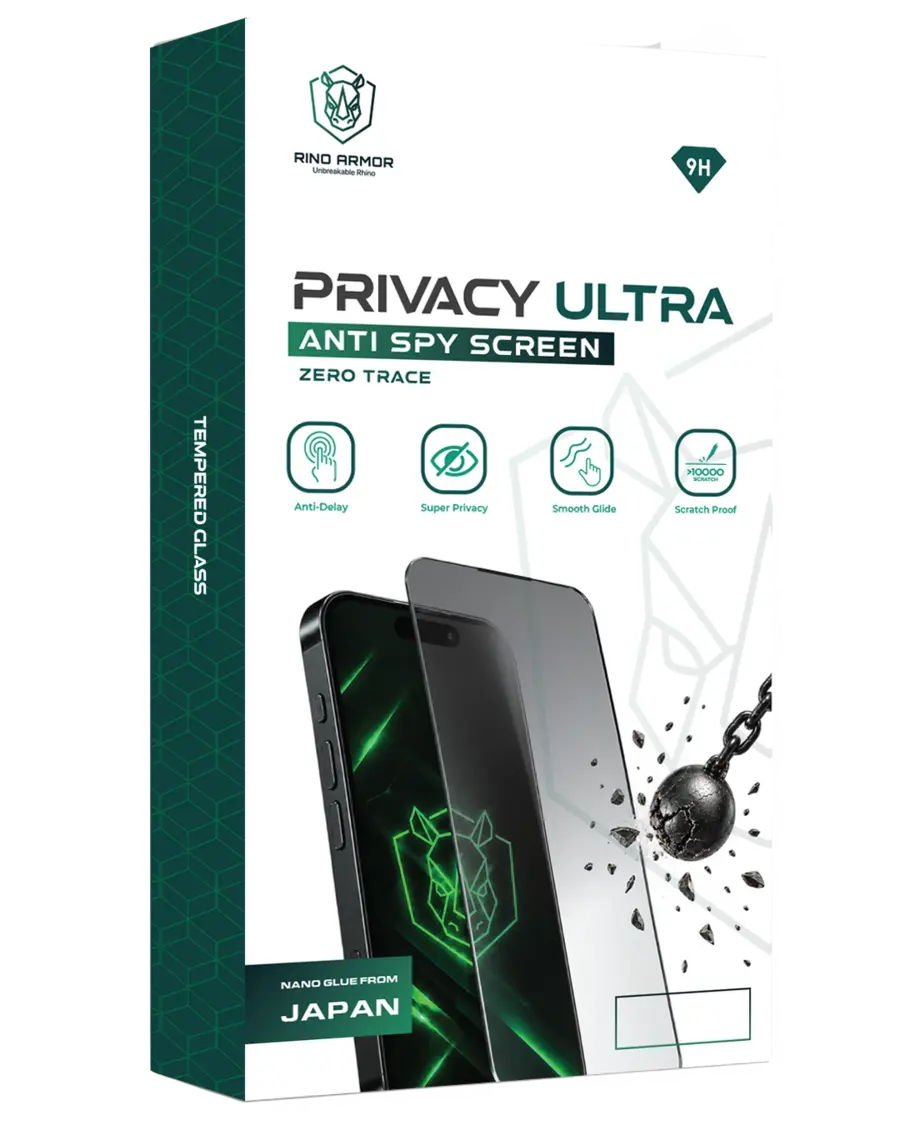 Mockup resmi Rino Armor Privacy Ultra untuk iPhone